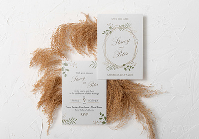 Rustic Wedding Invitation Card boho card illustration invitation rustic vector watercolor wedding