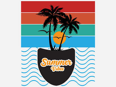 Summer T-shirt branding graphic design illustration logo suggested design typography vector