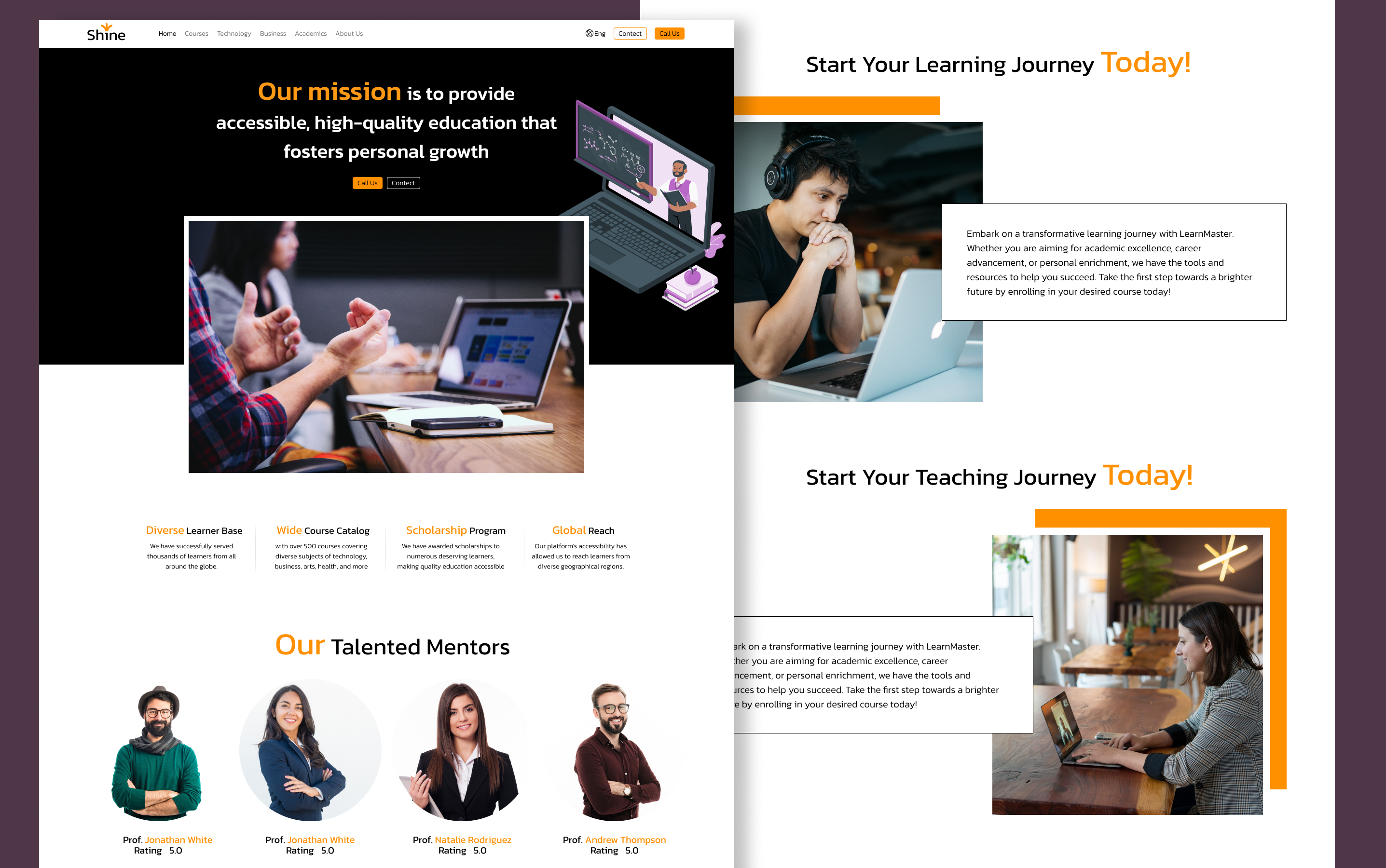 Online Education Website UI Design adobe xd design education website educational website figma illustrator landing page design online learning website prototyping ui ux web page design webpage design website design