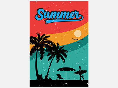 Summer T-shirt Design branding camping design graphic design illustration logo suggested design summer t shirt surf surfing typography vector