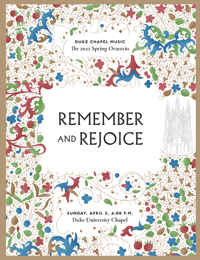 Duke Chapel Music: The 2022 Spring Oratorio concert illuminated manuscripts illustration layout music program typography