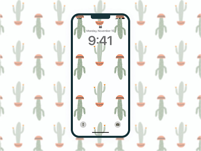 Illustrated Cactus Background background cactus daily ui design desktop wallpaper graphic design illustration mobile modern modern illustration phone wallpaper plant plant background seamless pattern user experience user interface