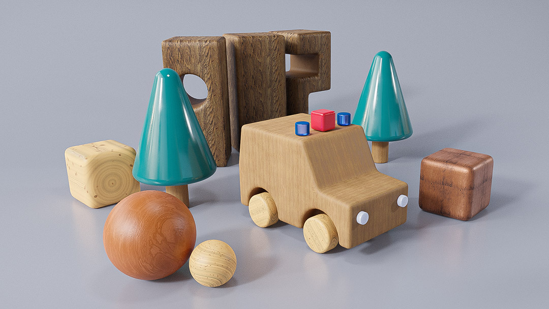 Little cop's wooden starter pack blender design fun illustration ui