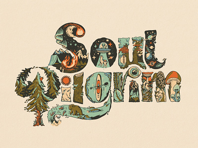 Soul Pilgrim Illustrated logo design illustration lettering logo nature outdoors vector