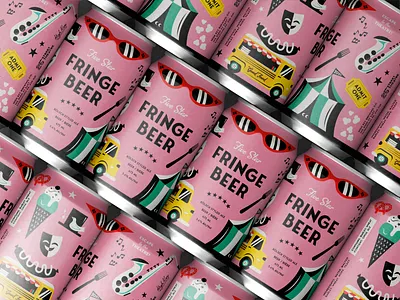 Fringe Beer Label beer beer design beer label festival graphic design illustration illustrator label label design pink typography