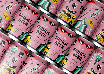 Fringe Beer Label beer beer design beer label festival graphic design illustration illustrator label label design pink typography