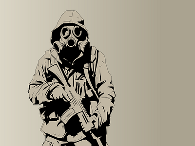 Man with gas mask