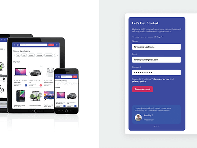 Cryptomart animation cryptocurrency e commerce interface design mobile app online marketplace responsive design ui ux uxui