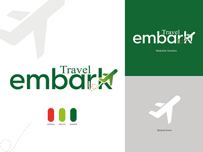 Embark Travel Agency Logo Design branding custom design embark graphic design green logo plane icon travel agency