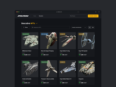 Star Wars NFT - Design Concept concept figma interface interface design layout marketplace mobile site star wars ui ui design website