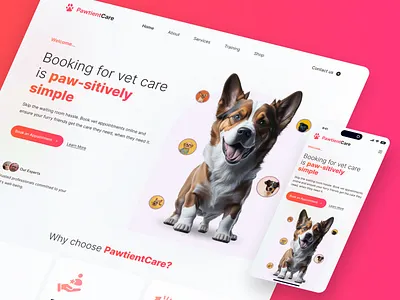 PawtientCare: Landing Page Design appointment concept creative design kavizo landing page mobile friendly pet ui ux vet website