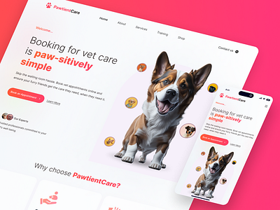 PawtientCare: Landing Page Design appointment concept creative design kavizo landing page mobile friendly pet ui ux vet website