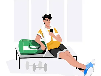 Man resting after sports cartoon design flat graphic design illustration illustrator minimal mobile modern sport ui vector