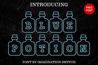 Blue Potion - Free Font blue branding color font colorful font creative font design graphic design illustration potion vector
