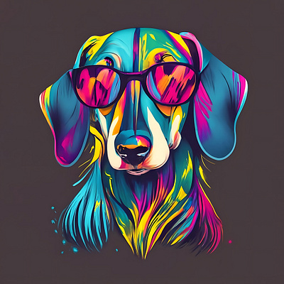 dog with sunglasses. dog illustration of dog. animal art background branding breed cartoon character colorful cute design dog drawing fashion funny glasses illustration mammal puppy sketch sunglasses