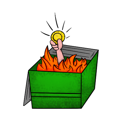 dumpster fire doodle drawing illustration procreate