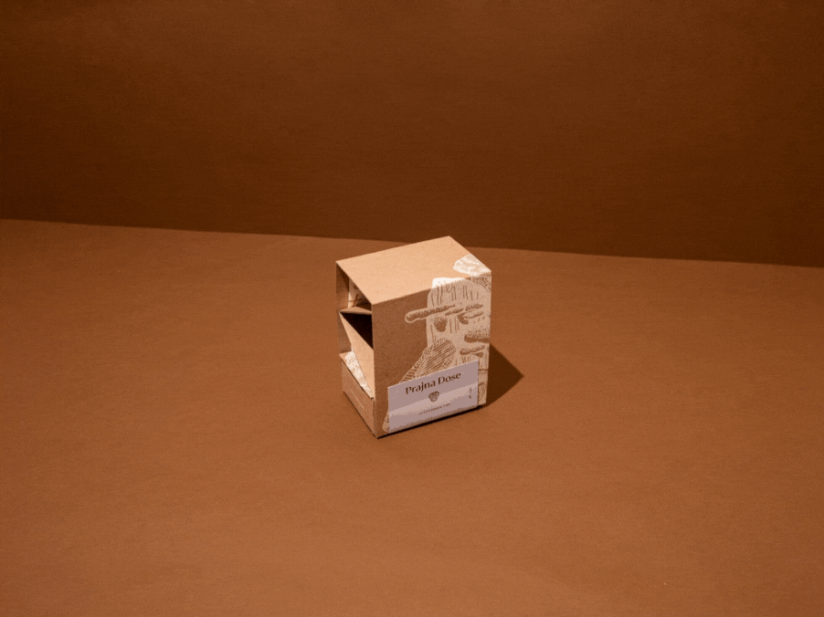 Packaging for Prajna Dose animation art direction box brand branding creative design gif graphic design identity illustration logo natural package packaging supplements