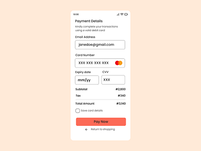 credit checkout page