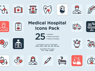 Medical Hospital Icons Pack aid ambulance clinic dental drug healthcare hospital icon icon pack medical medicine orthopedic patient pharmacy recipe