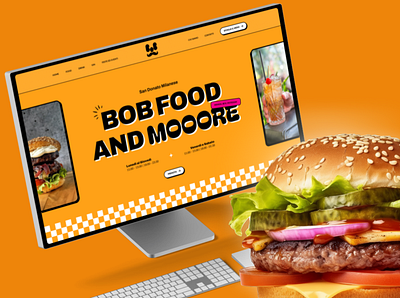 Burger Website Landing Page burger cartoon graphic design hamburger hero section landing page ui design
