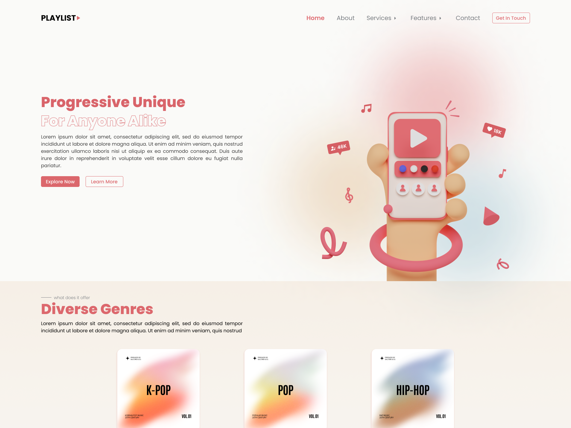 Playlist Landing Page design figma landing page prototype ui ux web web design