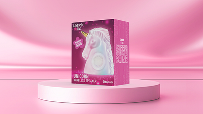 Limited Too Unicorn Speaker Packaging branding consumer electronics creative direction creativity design graphic design mockup packaging packaging design print typography