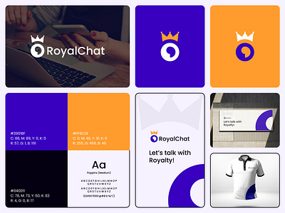 RoyalChat - Logo Design Concept app brand identity branding chat chatting communication concept conversation creative crown design designer portfolio logo logo designer message modern royal simple talk typography
