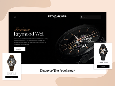 Raymond watch hero section branding creativity fashion graphic design herosection inspiration landingpage marketing premium design raymondweil trending typography ui uidesign watchui webdesign