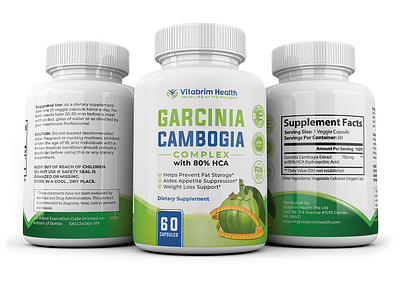 Garcinia Cambogia Label Design for "Virabrim Health" bottle design bottle label bottle label design label label design packaging supplement label supplement label design supplement packaging