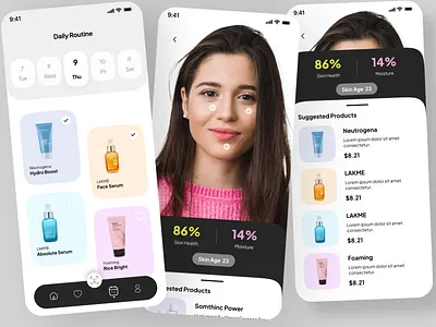 Skincare app design mobile app app designer app development beauty app beauty products app cosmetics app ecommerce app makeup app mobile app mobile app development online shopping app shopping app skin app skin problems app skin test skin test app skincare skincare app skincare app design ui designer ui kit