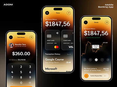 Mobile Banking App adom animation app app animation app design app ui bank app banking app card design finance app ui ui animation ux wallet app