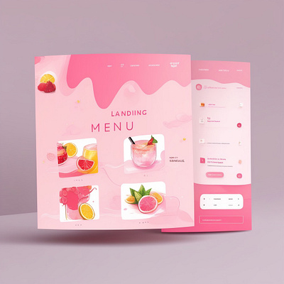 Cocktail Menu landing page ai artificial intelligence cocktail design digital art ideating illustration landing landing page menu pink ux website