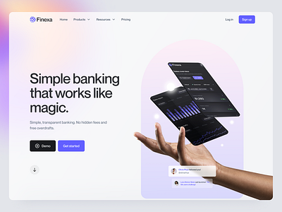 Finexa – Landing Page V2 ✨ banking app brand branding clean concept design digital digital banking fintech app graphic design landing page minimal money ui ux web web design web page website