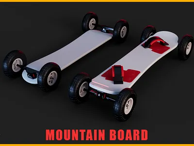Mountain Board 3D Model 3d 3d modeling arnold blender hardsurface maya mountain board pbr material skateboard