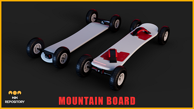 Mountain Board 3D Model 3d 3d modeling arnold blender hardsurface maya mountain board pbr material skateboard