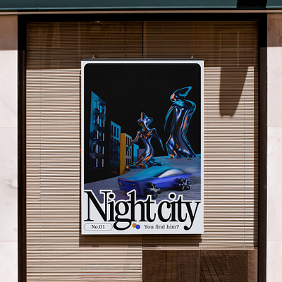 Night city 3d graphic design illustration poster type typography