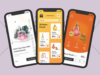 JivePerfumes aromas challenge concept creative dailyui dailyuxui gradient guidelines onlineshop perfumes shopping app ui