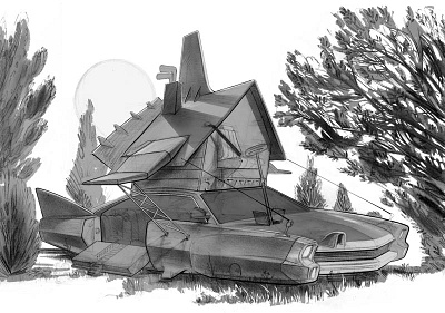 Flying Car aircraft cardesign classicamericancars classiccars conceptdesign fantasy flyingcar flyinghome illustration muscle cars musclecars pencilsketch sketch spacecraft spaceship transportation design transportationdesign
