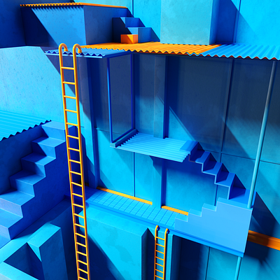 Ladders 3d 3d abstract 3d designer 3ddesign abstract art artist blue c4d graphic design octanerender