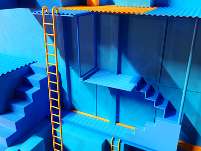 Ladders 3d 3d abstract 3d designer 3ddesign abstract art artist blue c4d graphic design octanerender