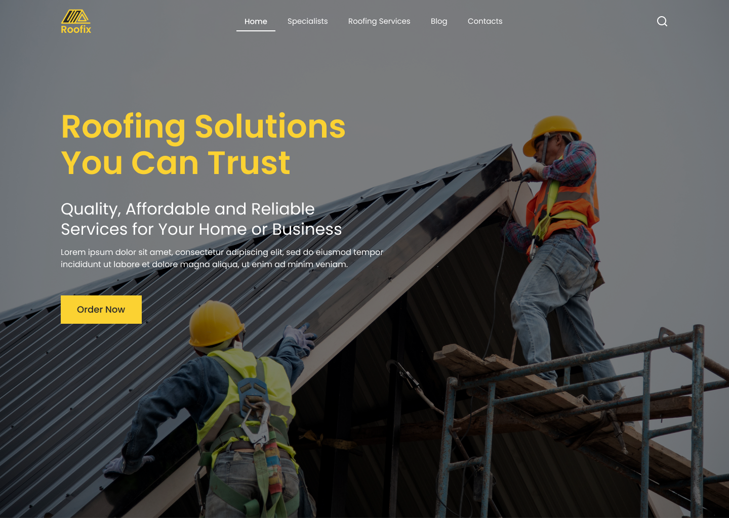 Roofix landing page construction design house landing page roof ui web design