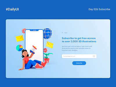 DailyUI day 026 3d dailyui illustration subscribe ui