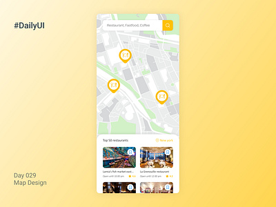 DailyUI day 029 dailyui location map map design restaurant ui