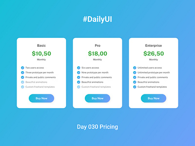 DailyUI day 030 challenge dailyui premium account pricing purchase ui