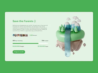 DailyUI day 032 crowdfunding dailyui forest green nature ui
