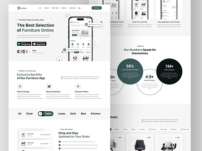 E-Commerce App/ Furniture Store App Landing Page app app landing page design ecommerce app landing page figma figma designer figma web designer furniture store html landing page usa uxui web web designer web designer in usa web developer webflow website website design wordpress