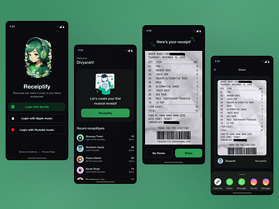 Receiptify - Music receipts 🎧 android branding darkmode design illustration inspiration interface material3 minimal music musicapp receipts spotify ui uidesign uxdesign