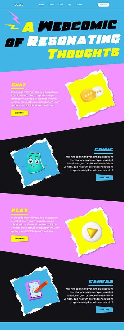 Comic Landing page Design Template Free design figma landing page uiux website