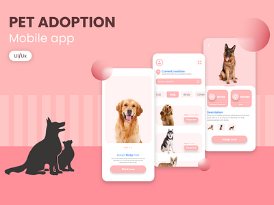 Pet Adoption App Design adoption app design figma graphic design illustration mobile app pet ui userexperience userinterface ux