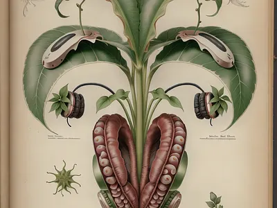 An old-fashioned botanical drawing of a fantasy plant art botanical drawing fantasy fictional flora illustration old fashioned plant plants